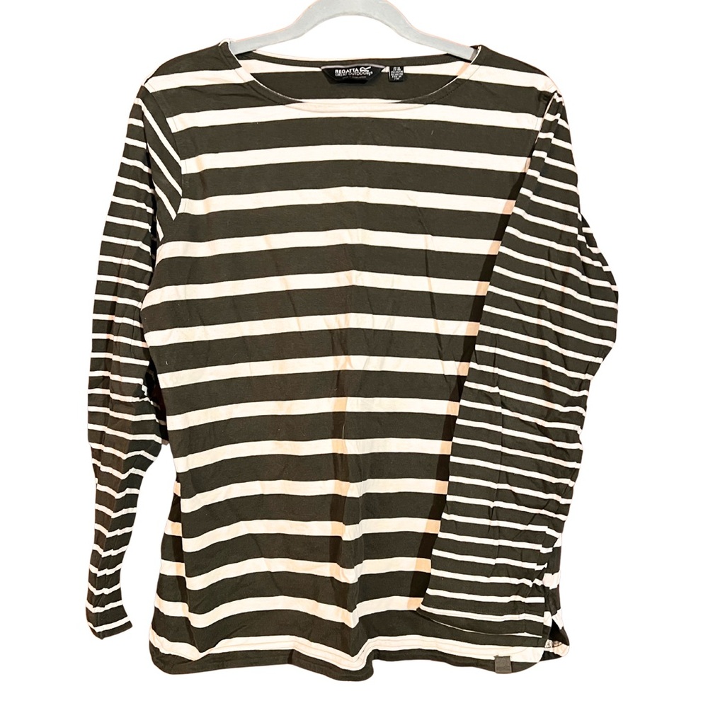 Regatta Olive & Cream Long Sleeve Striped Shirt